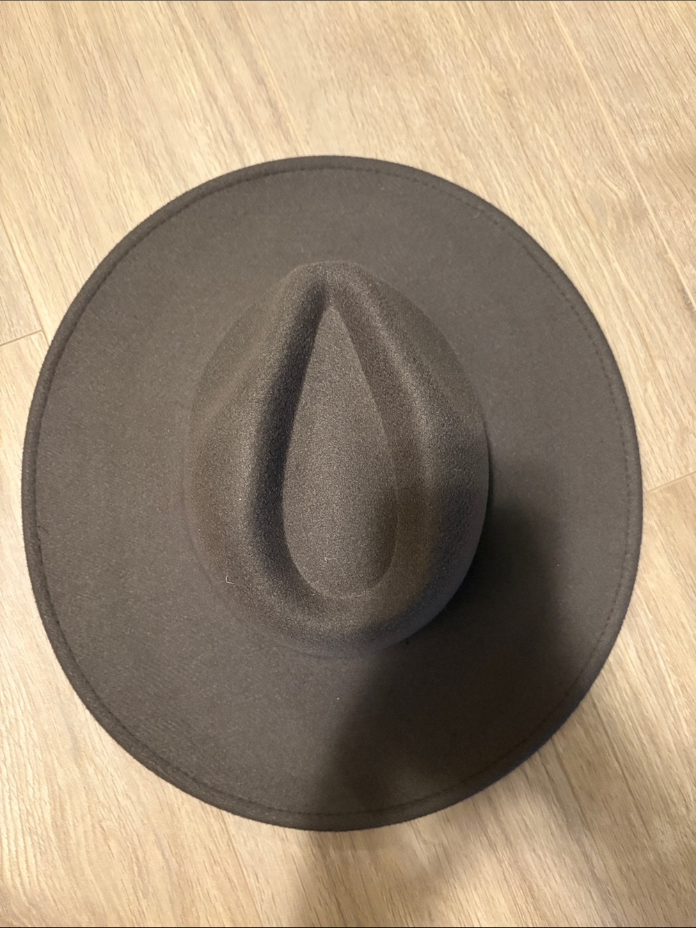 Wide Brim Felt Fedora Hat - Dark Brown large